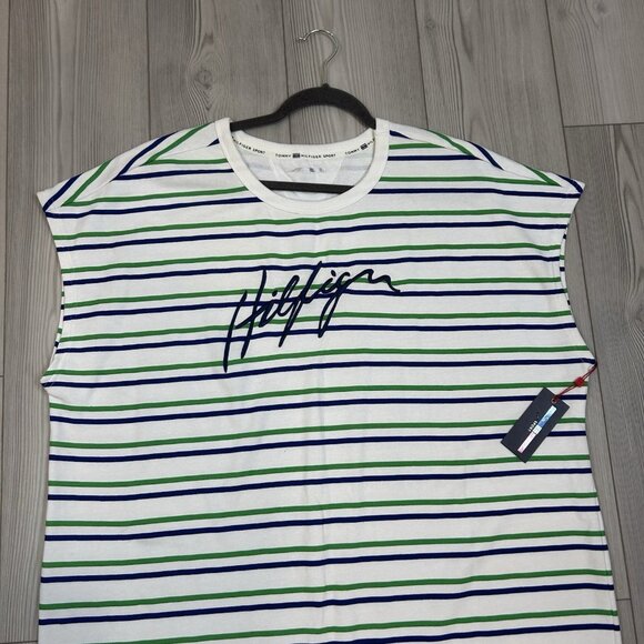 NWT TOMMY HILFIGER 3X Green Short Sleeve Above The Knee Shift Dress Sweatshirt - Picture 2 of 11